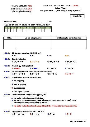 Đề kiểm tra 15 phút môn Toán Lớp 6 - Mã đề 784 - Năm học 2018-2019